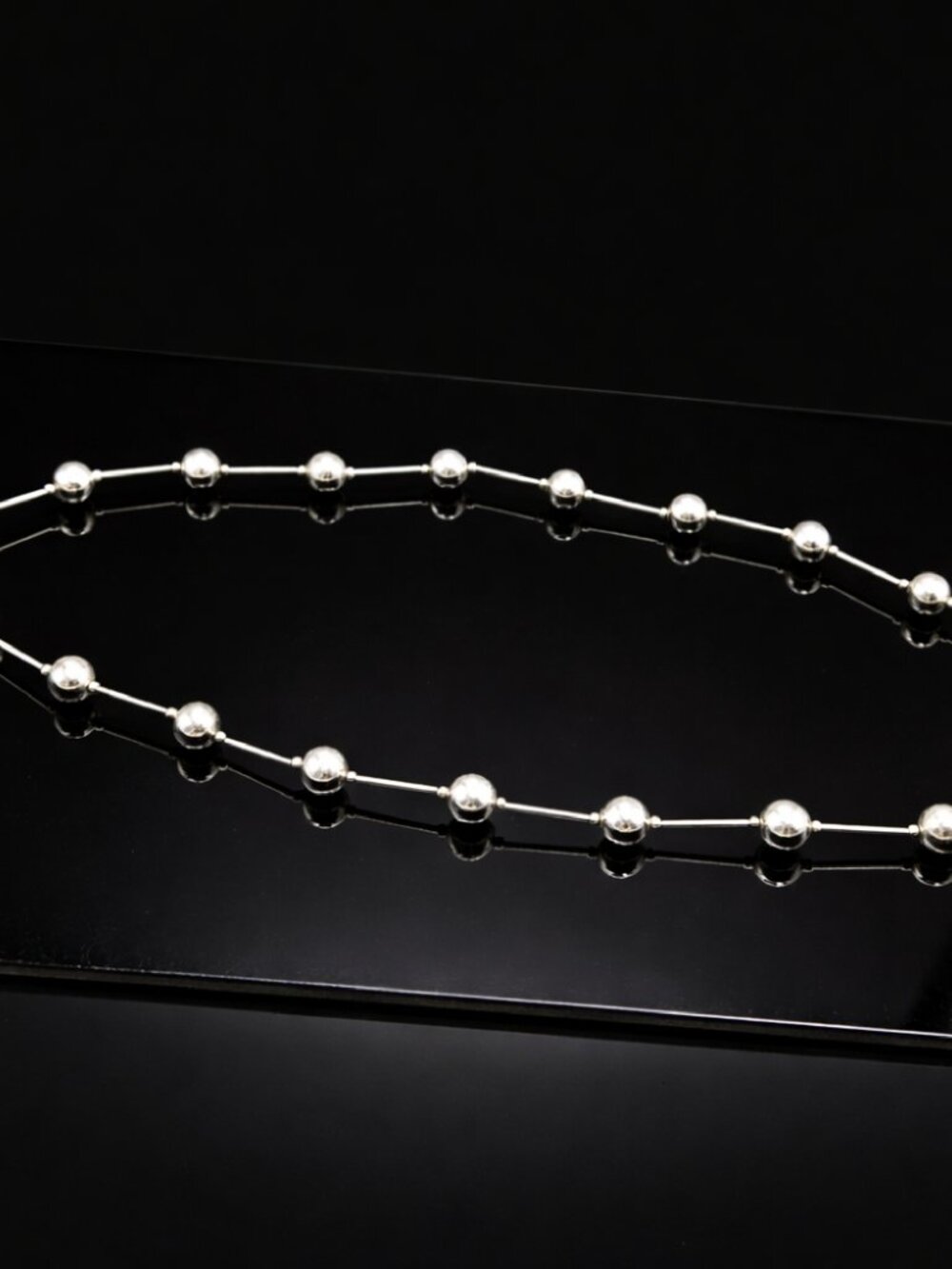 Vintage Sterling Silver Stick and Ball Necklace 18" Station Necklace Minimalist - Picture 4 of 6